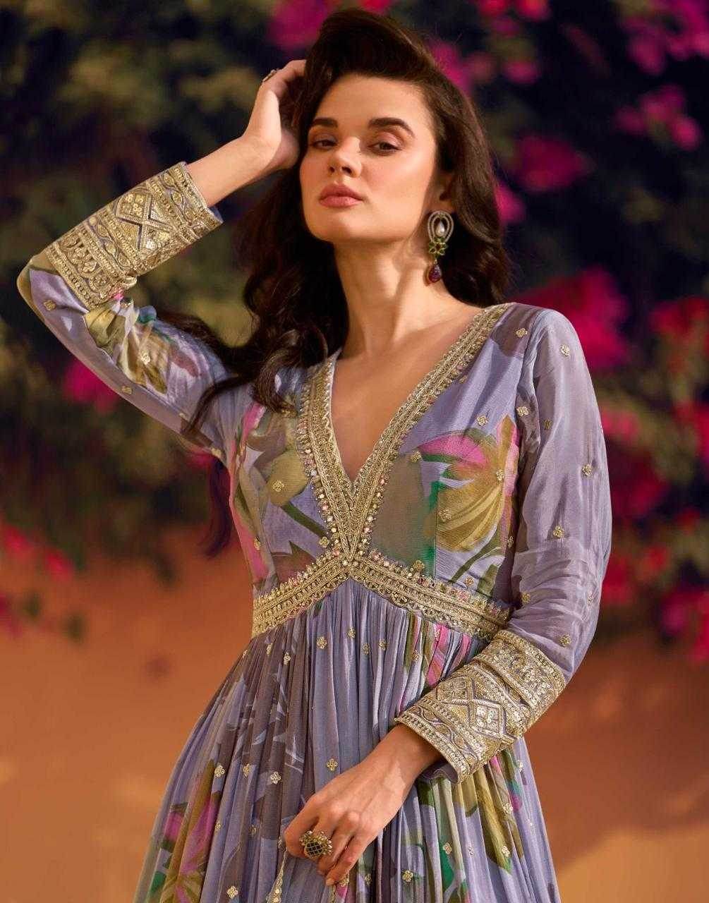Chinon Silk Embroidery Party Gown - MYLUXURY LANE ENTERPRISE